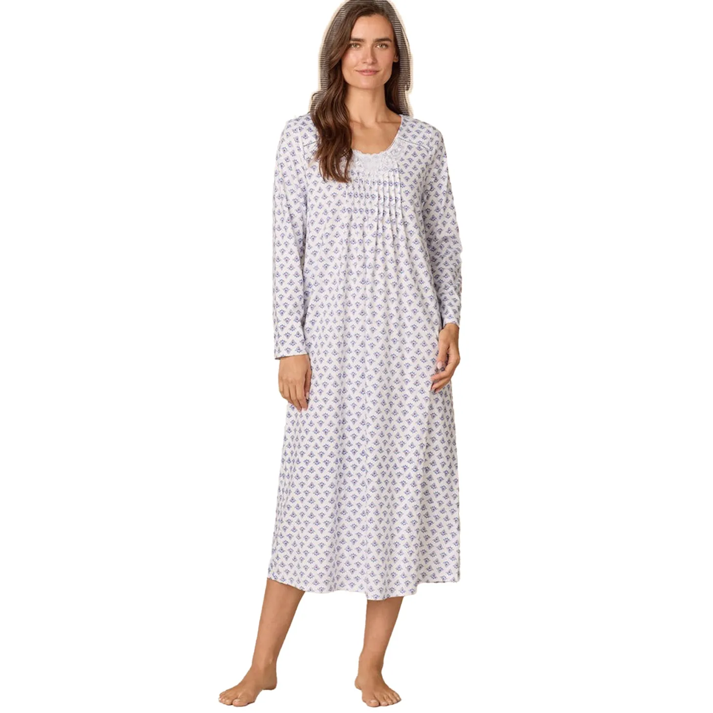 Carole Hochman Blue Medallion Long Sleeve Gown