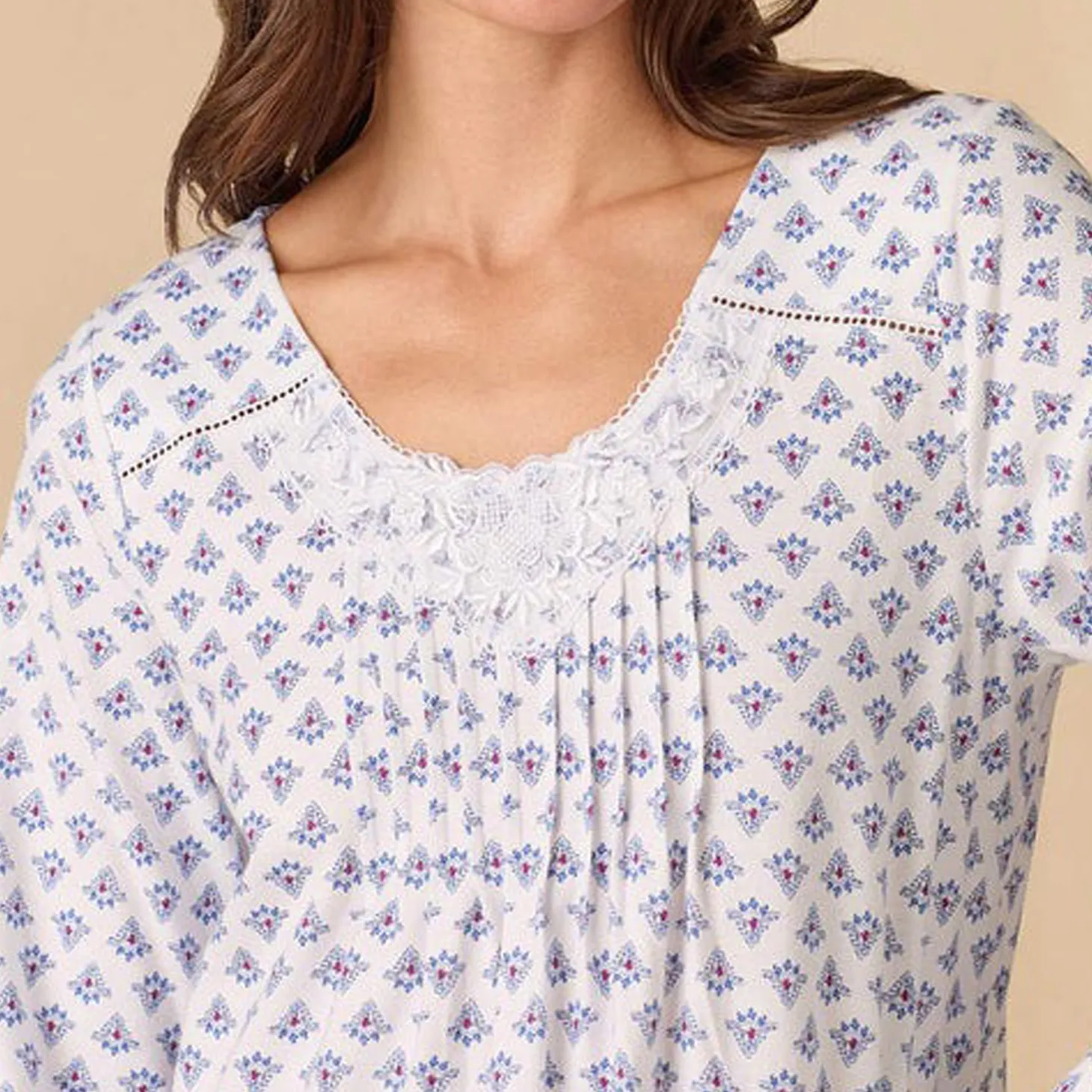 Carole Hochman Blue Medallion Long Sleeve Gown