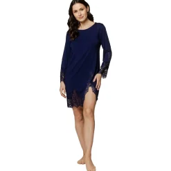 Coemi Lunara Long Sleeve Lace Trim Chemise