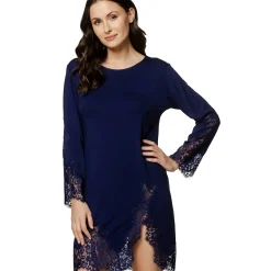 Coemi Lunara Long Sleeve Lace Trim Chemise