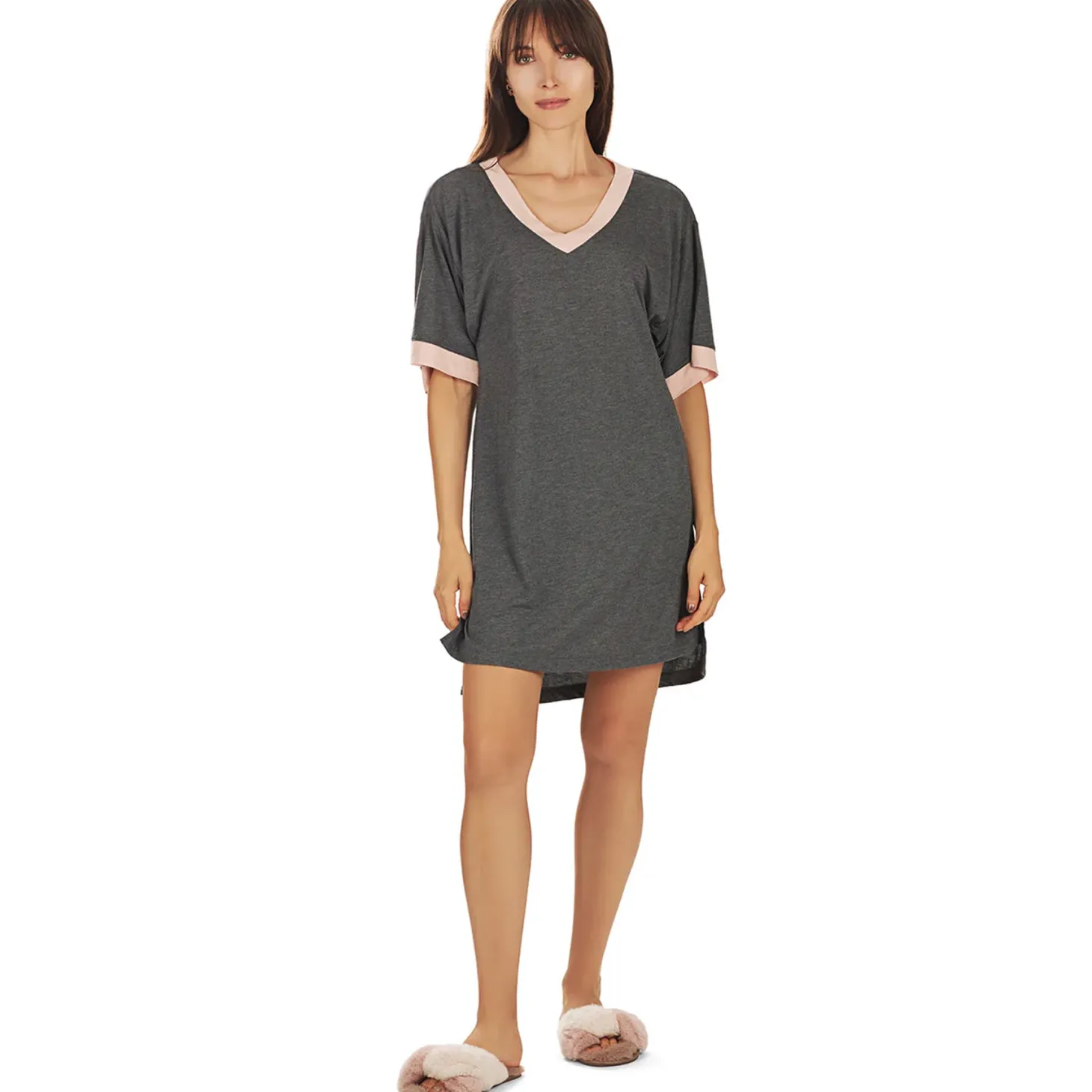 Memoi Short Sleeve V-Neck Nightshirt