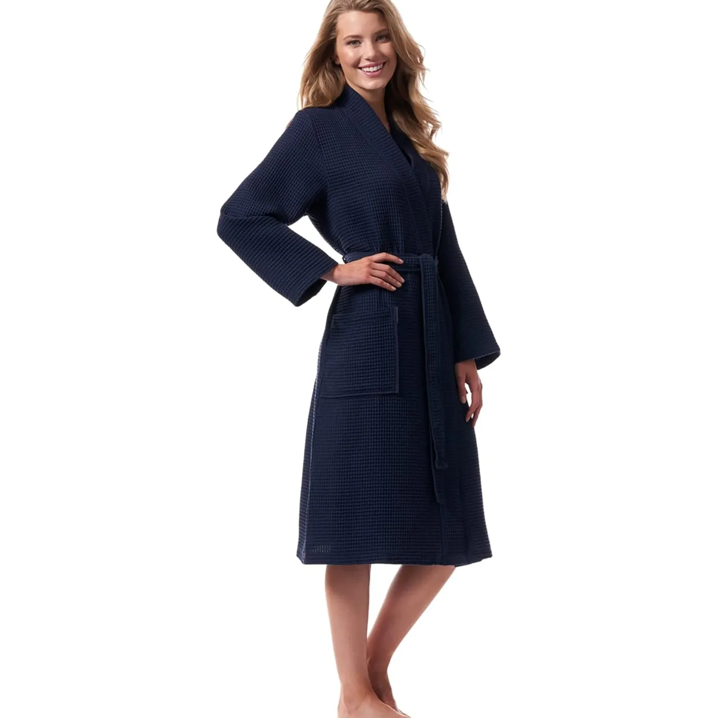 Morgenstern Luca Unisex Cotton Waffle Long Wrap Robe