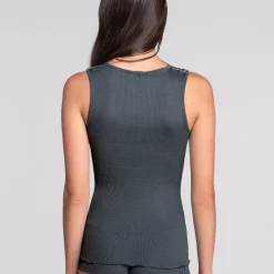 Oscalito Embroidered Tulle V-Neck Ribbed Tank Top