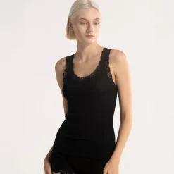 Oscalito Leavers Lace Trim Ribbed Tank Top