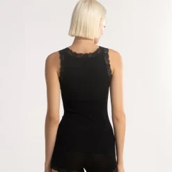 Oscalito Leavers Lace Trim Ribbed Tank Top