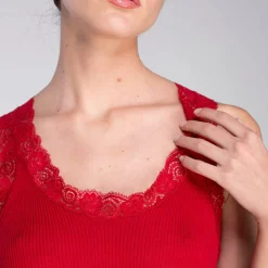 Oscalito Leavers Lace Trim Ribbed Tank Top