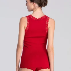 Oscalito Leavers Lace Trim Ribbed Tank Top