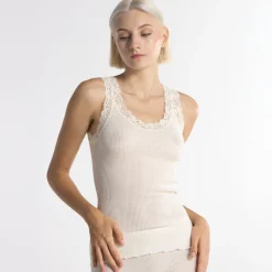 Oscalito Leavers Lace Trim Ribbed Tank Top