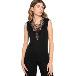 Oscalito Scollo Ricamo Embroidered Front Tank