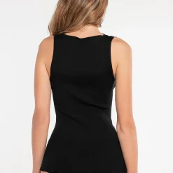 Oscalito Scollo Tulle Macramé Embroidered Neck Tank