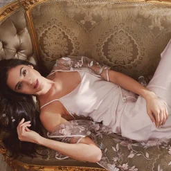 Rya Stunning Sleeveless VNeck Embroidered Back Gown