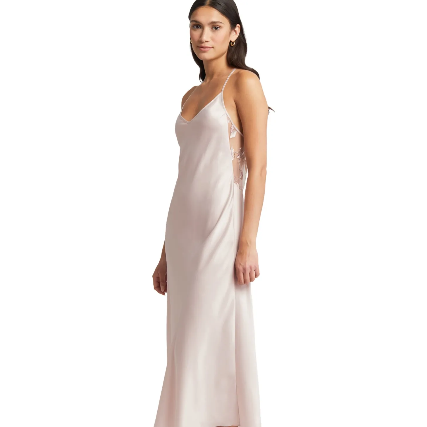 Rya Stunning Sleeveless VNeck Embroidered Back Gown